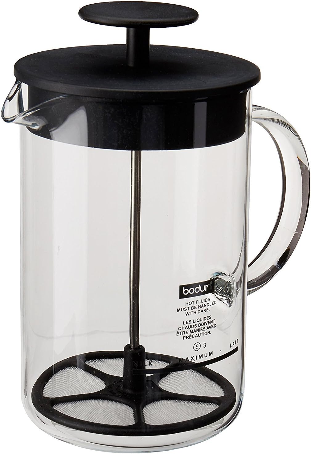 Milk Frother - Manuel Süt Köpürtücü, 8 oz, Siyah,