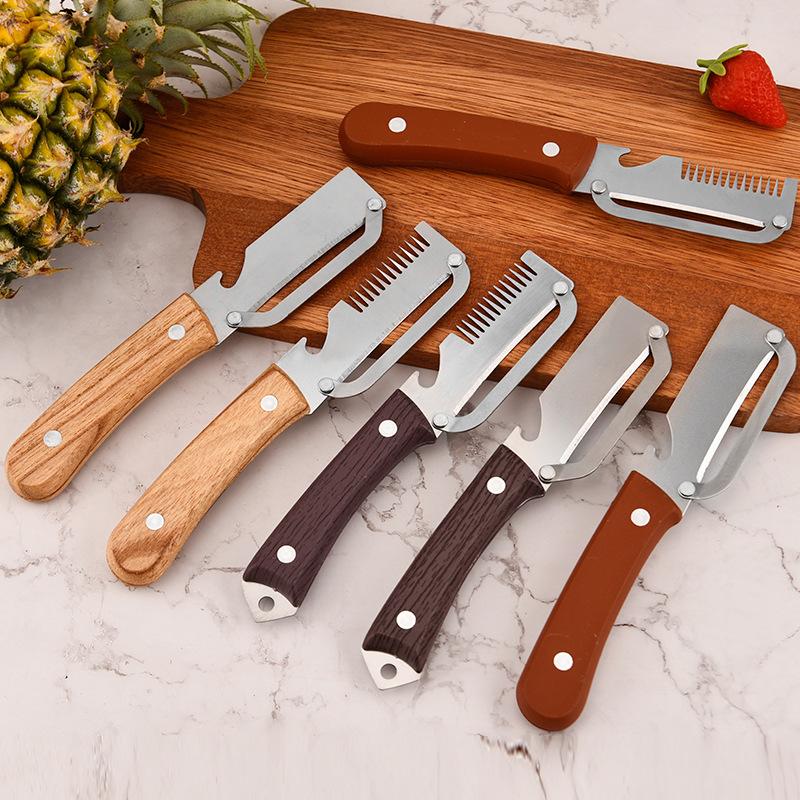 Kitchen Gadgets For Chefs - 3'ü 1 Arada Tırtıklı Soyma Bıçağı,