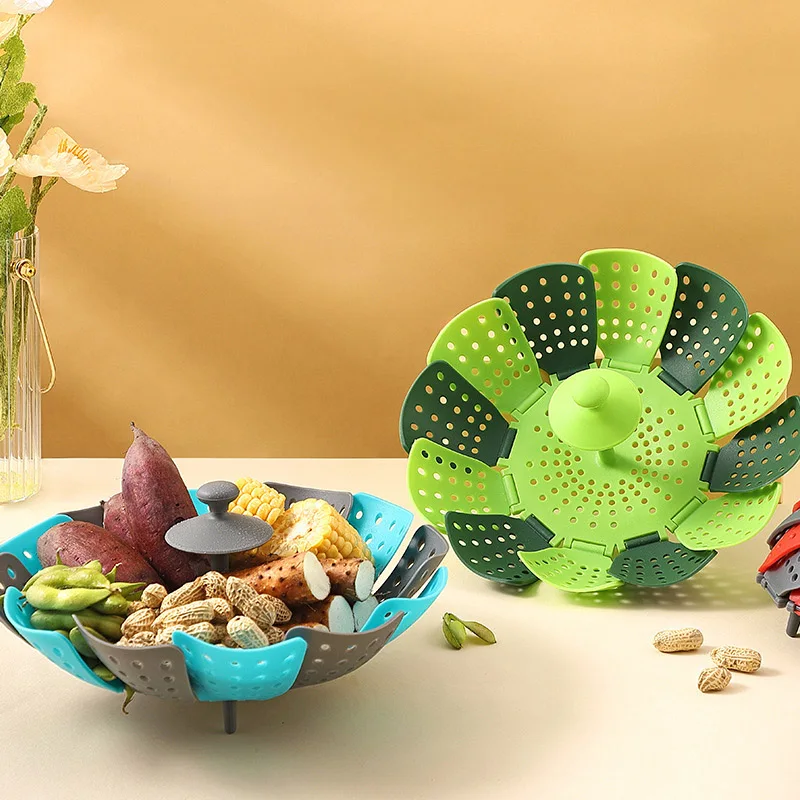 Silicone Steamer Basket - Katlanır buharlı pişirme tenceresi Sebze ve