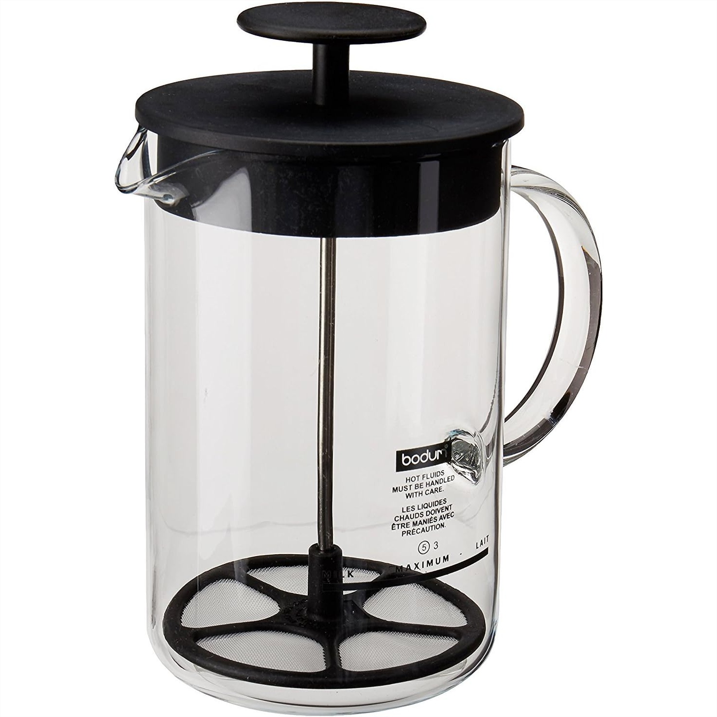 Milk Frother - Borosilikat Cam Sürahili Manuel Süt Köpürtücü,